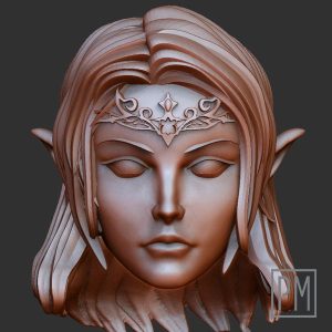 Female Elf Archer Head | Unpainted